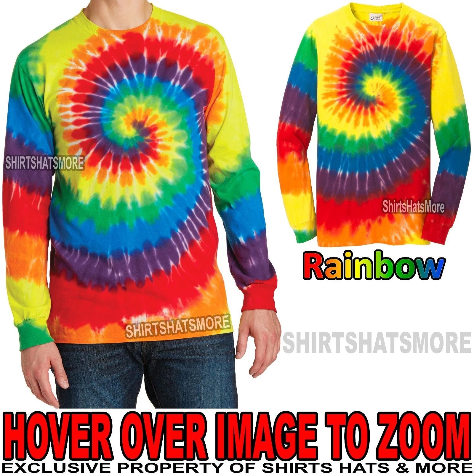 Mens Long Seeve Tie Dye T-Shirt RAINBOW Tye Died Tee S-XL 2XL, 3XL, 4XL NEW Unisex T-shirt, Sweatshirt, Hoodie, Long Sleeve Tee - T-Shirt, Sweatshirt, Hoodie