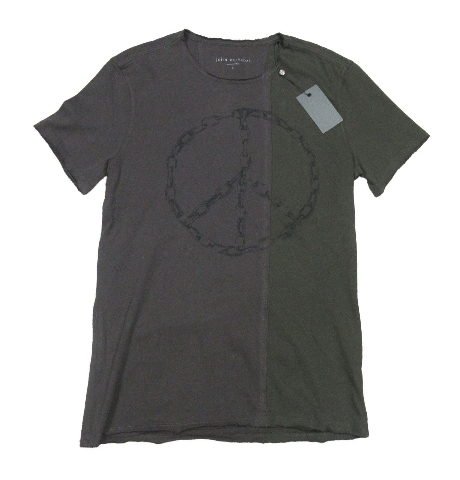 John Varvatos Men's Charcoal Chain Peace Graphic Crew-Neck Short Sleeve T-Shirt Unisex T-shirt, Sweatshirt, Hoodie, Long Sleeve Tee - T-Shirt, Sweatshirt, Hoodie