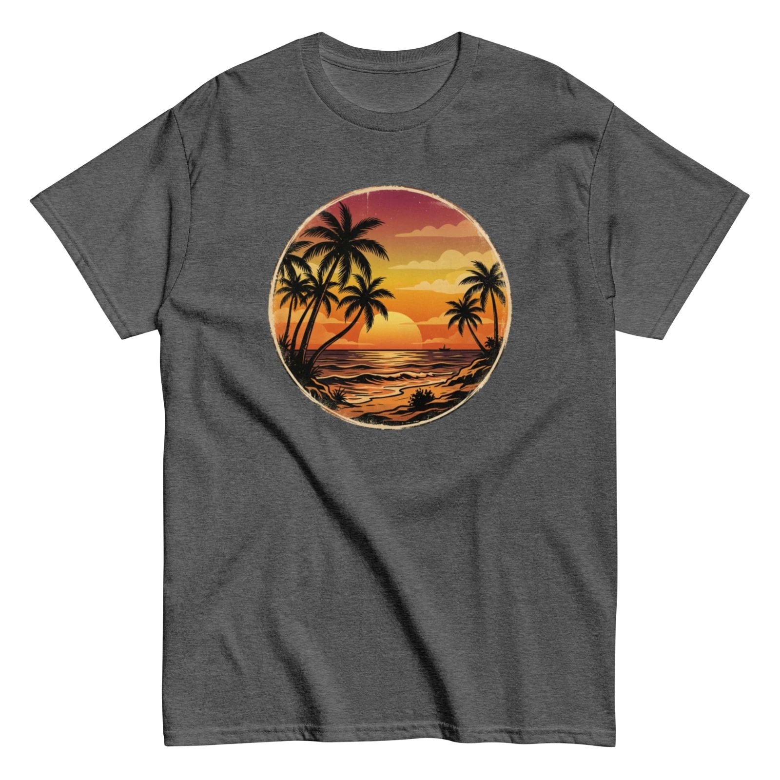 Herren Damen T-Shirt Palmen Sonnenuntergang  Tropical Beach Sommer Urlaub Unisex T-shirt, Sweatshirt, Hoodie, Long Sleeve Tee - T-Shirt, Sweatshirt, Hoodie
