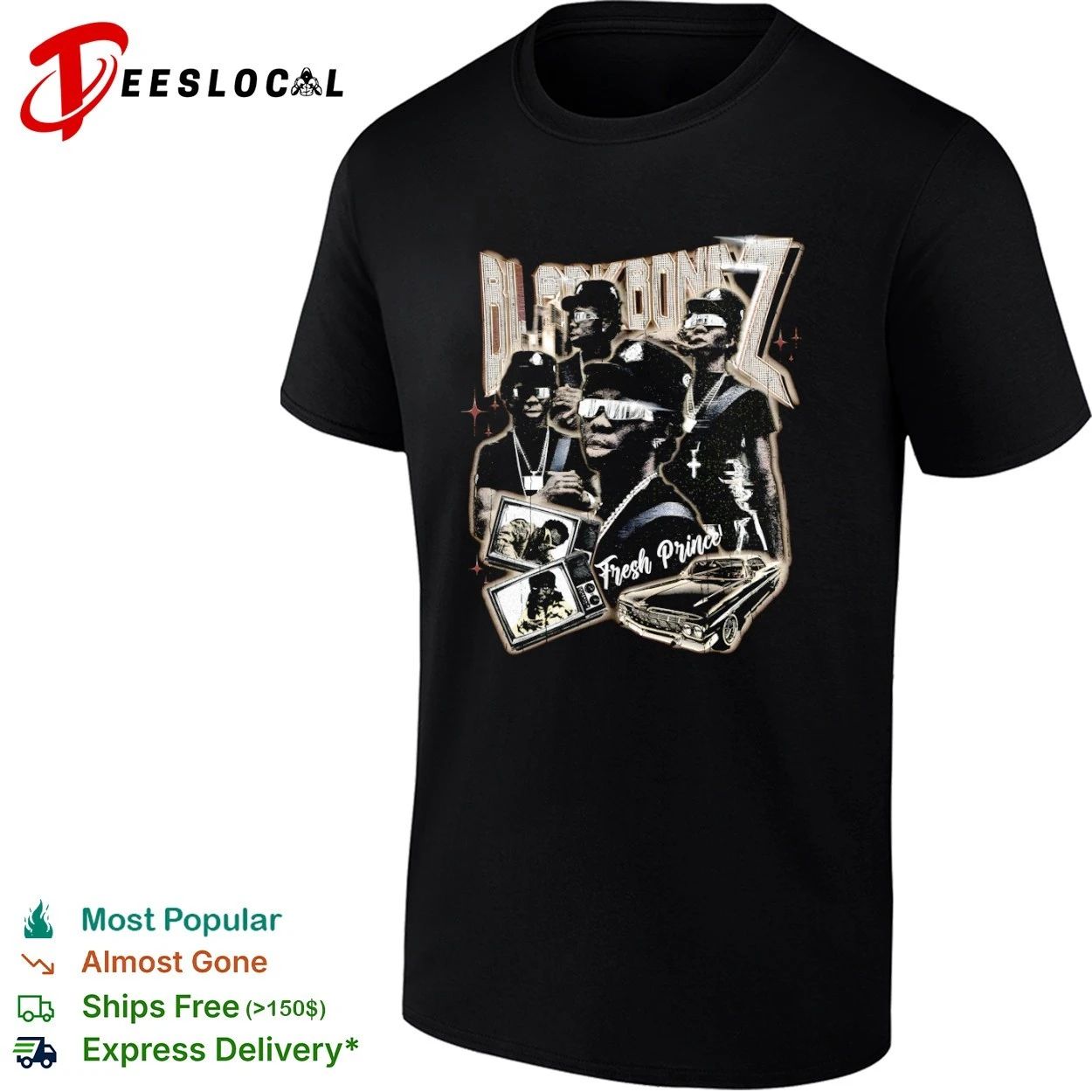 Black Bonez Fresh Prince hip hop rap streetwear T-shirt Unisex T-shirt, Sweatshirt, Hoodie, Long Sleeve Tee - T-Shirt, Sweatshirt, Hoodie