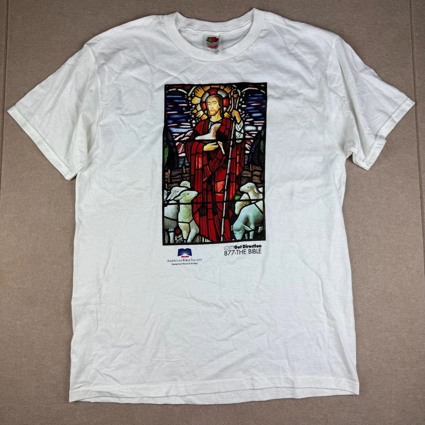 American Bible Society Shirt Mens L White Jesus Shepherd Religious Tee Faith Unisex T-shirt, Sweatshirt, Hoodie, Long Sleeve Tee - T-Shirt, Sweatshirt, Hoodie