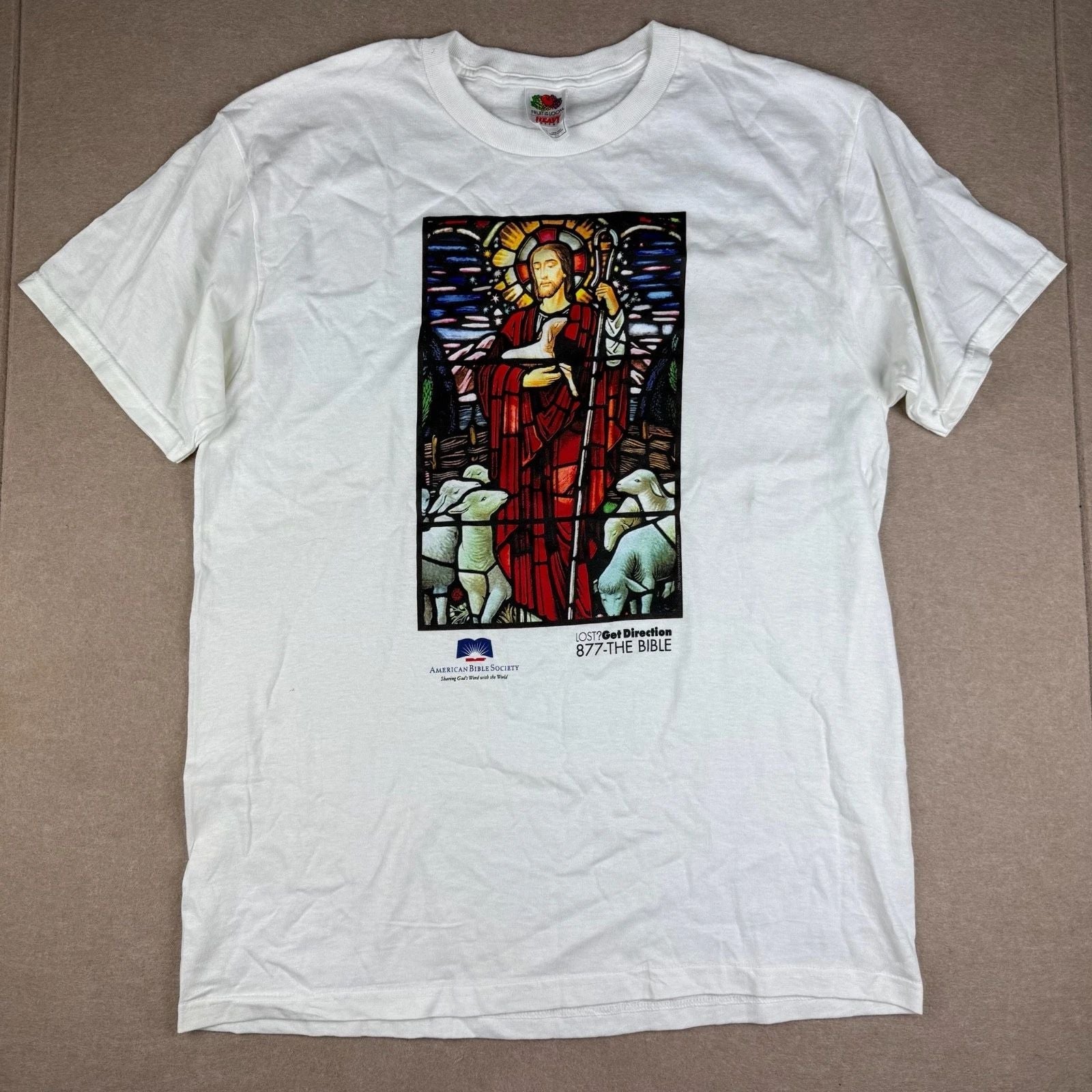 American Bible Society Shirt Mens L White Jesus Shepherd Religious Tee Faith Unisex T-shirt, Sweatshirt, Hoodie, Long Sleeve Tee - T-Shirt, Sweatshirt, Hoodie