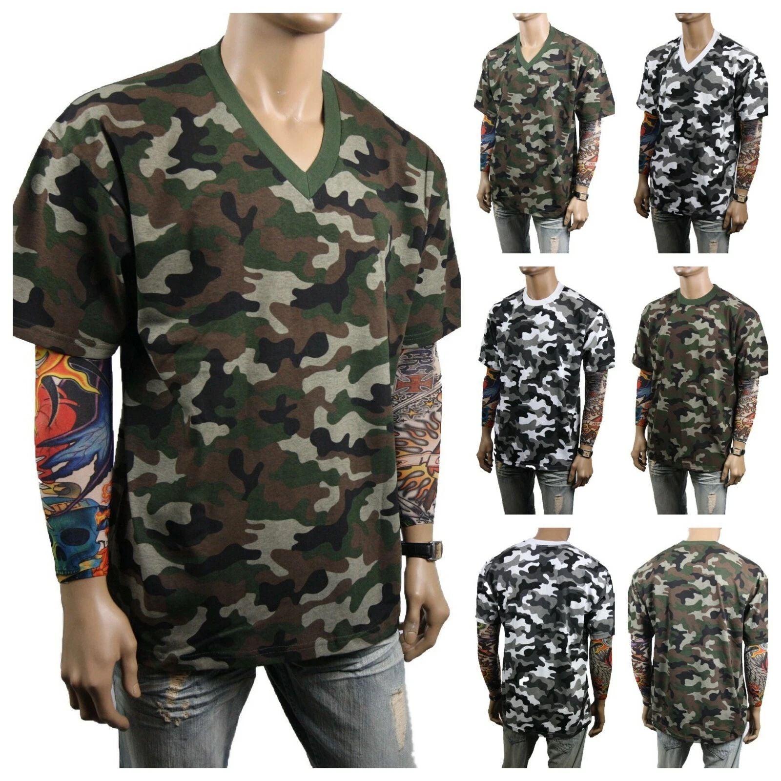 Men T-Shirt Crew Neck & V-Neck Military Camouflage Hunting Sports Outdoor S-5X Unisex T-shirt, Sweatshirt, Hoodie, Long Sleeve Tee - T-Shirt, Sweatshirt, Hoodie