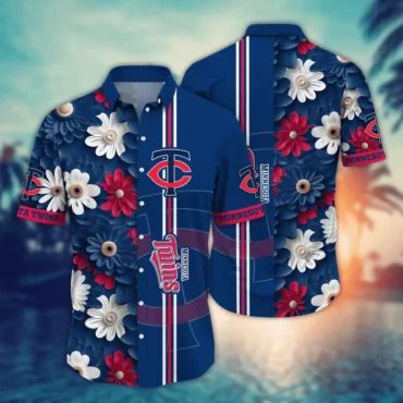 Minnesota Twins Daisy Stripe Hawaiian Shirt Unisex T-shirt, Sweatshirt, Hoodie, Long Sleeve Tee - T-Shirt, Sweatshirt, Hoodie