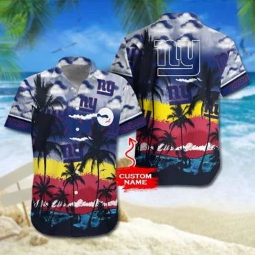 Personalized New York Giants Sunset Beach Vibes Hawaiian Shirt Unisex T-shirt, Sweatshirt, Hoodie, Long Sleeve Tee - T-Shirt, Sweatshirt, Hoodie
