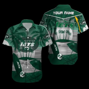 Personalized New York Jets Sunset Paradise Hawaiian Shirt Unisex T-shirt, Sweatshirt, Hoodie, Long Sleeve Tee - T-Shirt, Sweatshirt, Hoodie