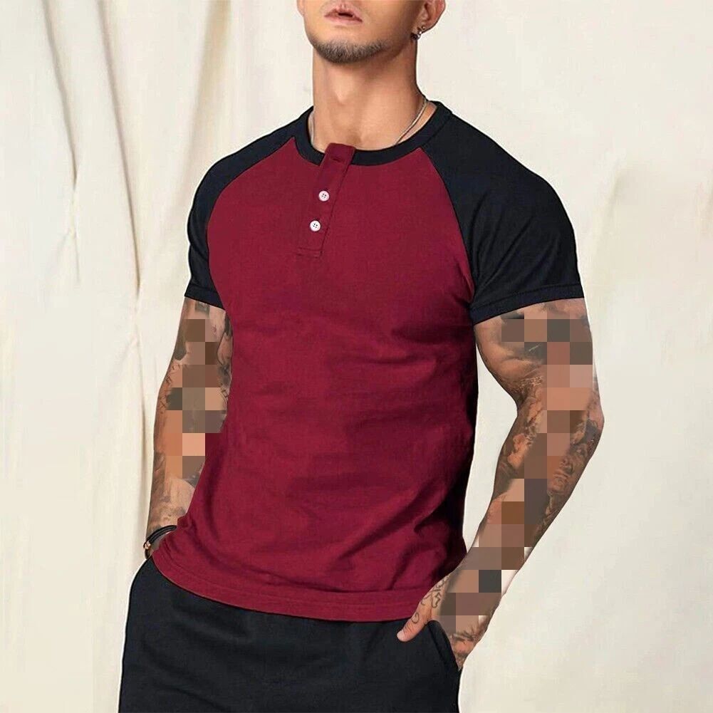 Slim Round Neck Short Sleeve Mens Color Matching T-Shirt Street Casual Tee Shirt Unisex T-shirt, Sweatshirt, Hoodie, Long Sleeve Tee - T-Shirt, Sweatshirt, Hoodie