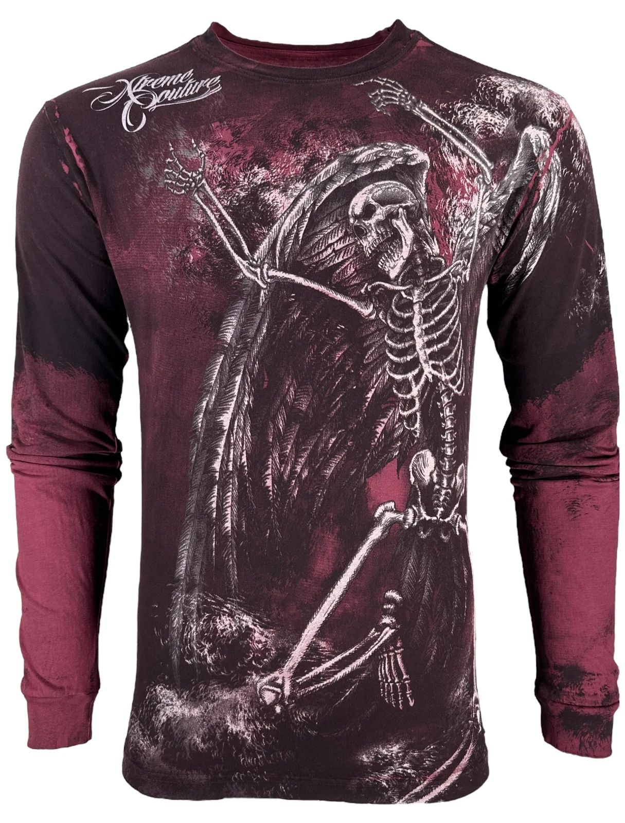 Xtreme Couture By Affliction Men's Long Sleeve T-shirt Relinquish Skull Wings S- Unisex T-shirt, Sweatshirt, Hoodie, Long Sleeve Tee - T-Shirt, Sweatshirt, Hoodie