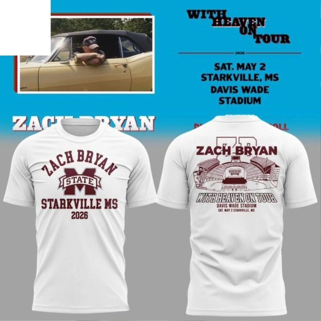 Mississippi State Bulldogs x Zach Bryan With Heaven On Tour 2026 Logo Two Sided Shirt Unisex T-shirt, Sweatshirt, Hoodie, Long Sleeve Tee - T-Shirt, Sweatshirt, Hoodie