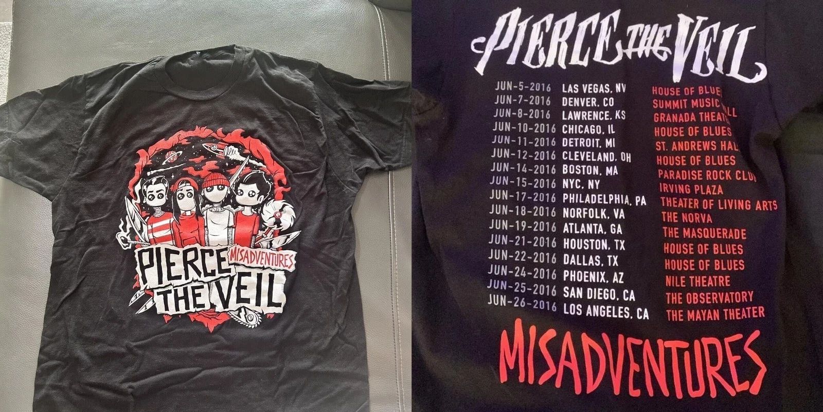 Vintage Pierce The Veil Misadventures Shirt Unisex Concert S to 5XL Unisex T-shirt, Sweatshirt, Hoodie, Long Sleeve Tee - T-Shirt, Sweatshirt, Hoodie