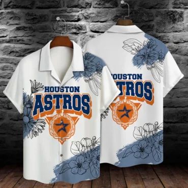 Houston Astros Floral Badge Hawaiian Shirt Unisex T-shirt, Sweatshirt, Hoodie, Long Sleeve Tee - T-Shirt, Sweatshirt, Hoodie