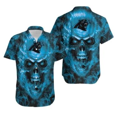 Carolina Panthers Skull Storm Hawaiian Shirt Unisex T-shirt, Sweatshirt, Hoodie, Long Sleeve Tee - T-Shirt, Sweatshirt, Hoodie