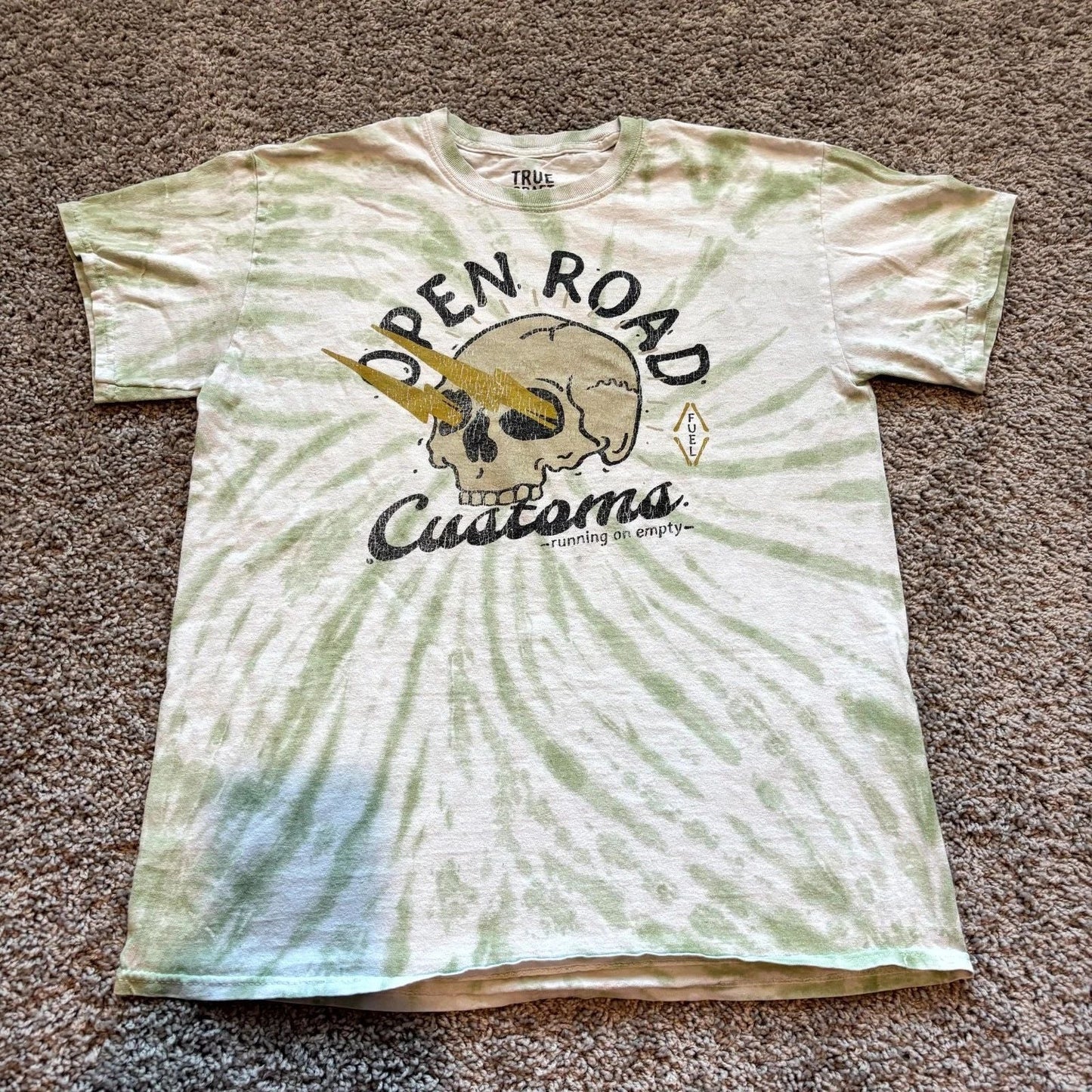 Open Road Customs Tie Dye T-Shirt Small Skull Lightning Graphic Cotton Tee Unisex T-shirt, Sweatshirt, Hoodie, Long Sleeve Tee - T-Shirt, Sweatshirt, Hoodie