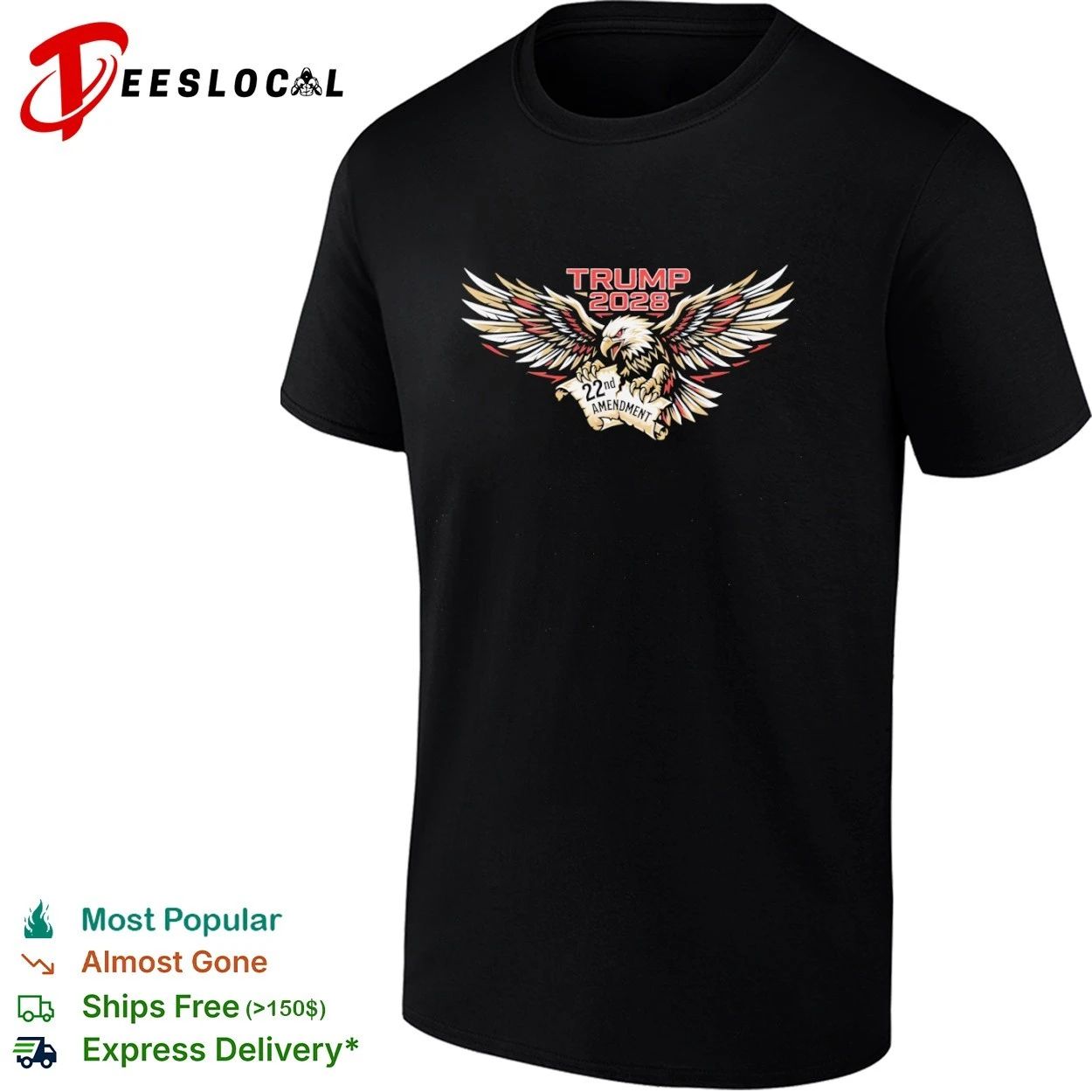Trump 2028 22nd Amendment Eagle US Constitution T-shirt Unisex T-shirt, Sweatshirt, Hoodie, Long Sleeve Tee - T-Shirt, Sweatshirt, Hoodie