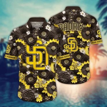 San Diego Padres Floral Dynasty Hawaiian Shirt Unisex T-shirt, Sweatshirt, Hoodie, Long Sleeve Tee - T-Shirt, Sweatshirt, Hoodie