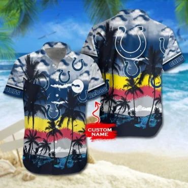 Personalized Indianapolis Colts Palm Grove Victory Hawaiian Shirt Unisex T-shirt, Sweatshirt, Hoodie, Long Sleeve Tee - T-Shirt, Sweatshirt, Hoodie