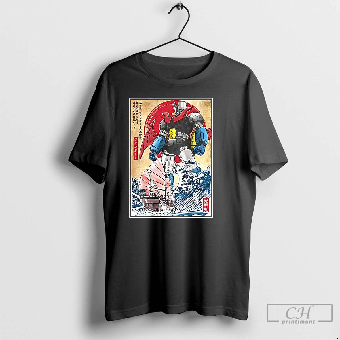 Premium Mecha Z Go Nagai Anime Big Waves Off Kanagawa Japanese Style T Shirts Unisex T-shirt, Sweatshirt, Hoodie, Long Sleeve Tee - T-Shirt, Sweatshirt, Hoodie