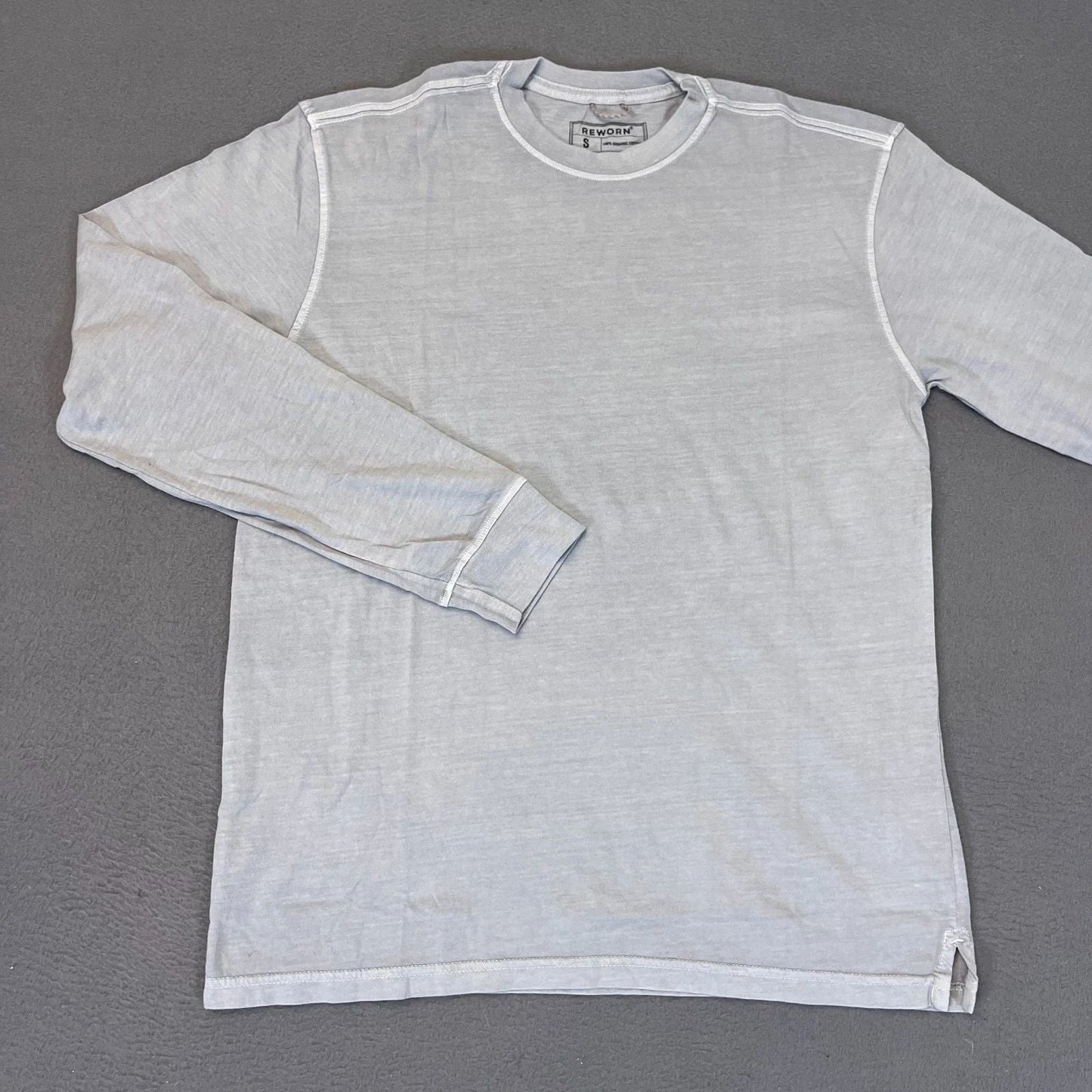 Reworn Long Sleeve Everyday T Shirt Men's Sm Gray Blue 100% Cotton Outdoor NWI Unisex T-shirt, Sweatshirt, Hoodie, Long Sleeve Tee - T-Shirt, Sweatshirt, Hoodie