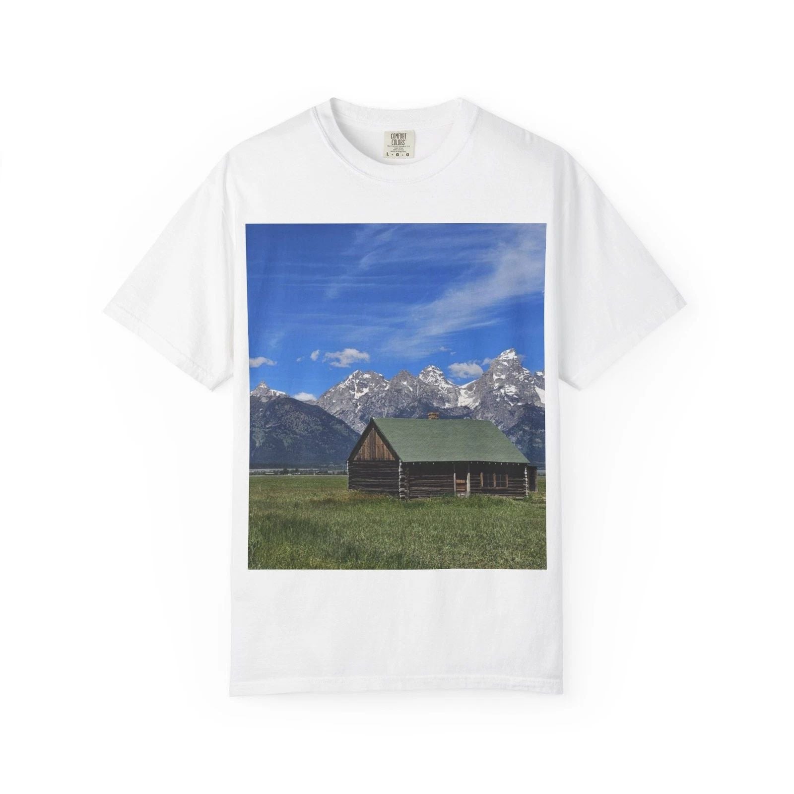 Rustic Mountain Barn T-Shirt | Scenic Cabin Photo Print Unisex T-shirt, Sweatshirt, Hoodie, Long Sleeve Tee - T-Shirt, Sweatshirt, Hoodie