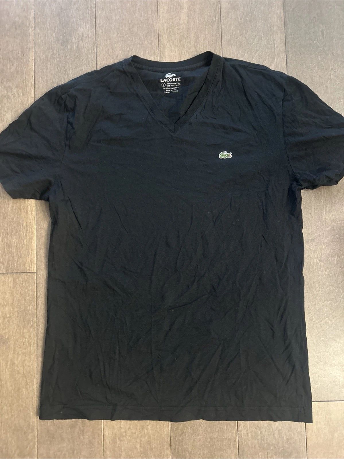 Lacoste Mens V-neck Tee T Shirt Men Size 6 or US Mens XL Cotton Unisex T-shirt, Sweatshirt, Hoodie, Long Sleeve Tee - T-Shirt, Sweatshirt, Hoodie
