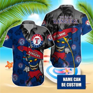 Texas Rangers Surf Tiki Custom Hawaiian Shirt Unisex T-shirt, Sweatshirt, Hoodie, Long Sleeve Tee - T-Shirt, Sweatshirt, Hoodie