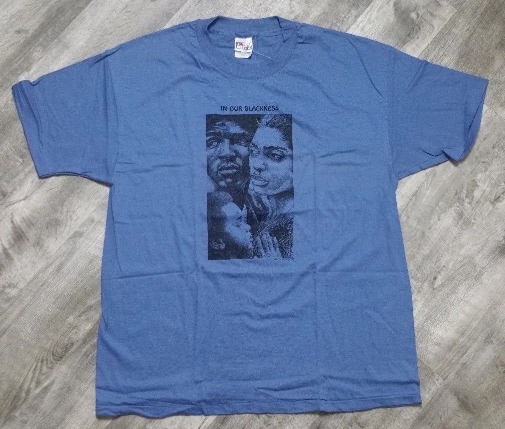 Vintage 90s Curtis G Woody In Our Blackness T-Shirt Men's XL Blue White New Unisex T-shirt, Sweatshirt, Hoodie, Long Sleeve Tee - T-Shirt, Sweatshirt, Hoodie