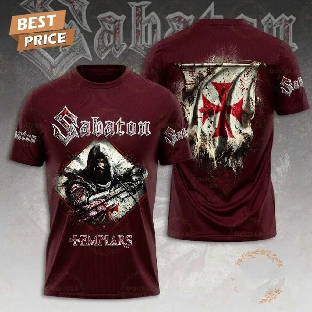 Very Rare Sabaton Band Templars 2025 Tour 3D T-Shirt S to 5XL 2F1955 Unisex T-shirt, Sweatshirt, Hoodie, Long Sleeve Tee - T-Shirt, Sweatshirt, Hoodie