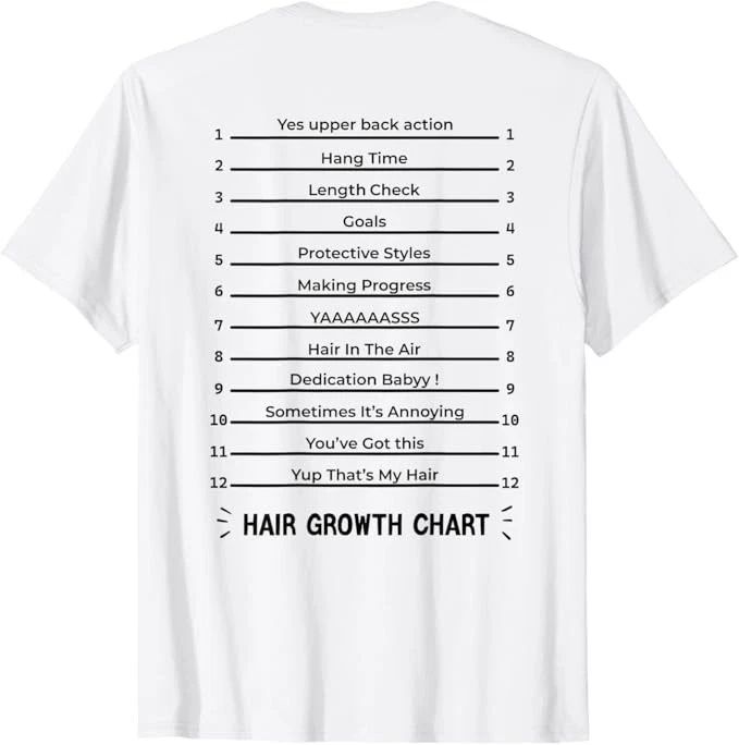 Hair Growth Chart - Length Check for Your Stylish Long Hair T-Shirt Unisex T-shirt, Sweatshirt, Hoodie, Long Sleeve Tee - T-Shirt, Sweatshirt, Hoodie