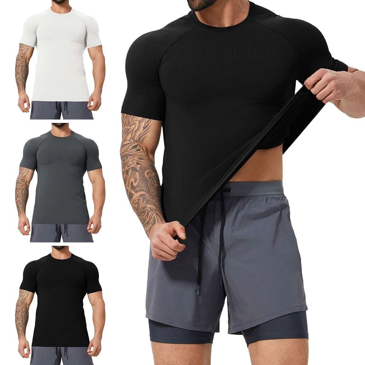 Men Compression T-Shirt Short Sleeve Base-Layer Tight Tops Quick Dry Gym Fitness Unisex T-shirt, Sweatshirt, Hoodie, Long Sleeve Tee - T-Shirt, Sweatshirt, Hoodie