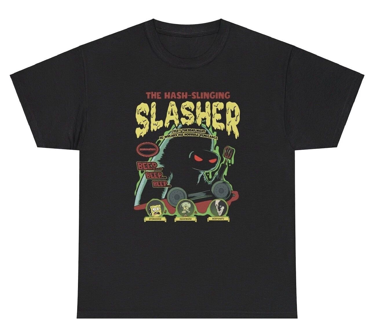 The Hash Slinging Slasher T Shirt Funny Ironic Gen Z Weirdcore Tee Unisex T-shirt, Sweatshirt, Hoodie, Long Sleeve Tee - T-Shirt, Sweatshirt, Hoodie