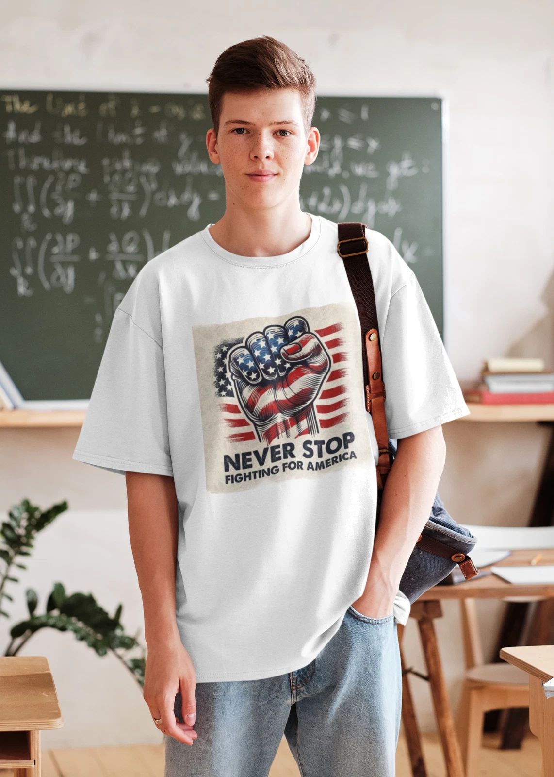 Custom Graphic T-Shirt Never Stop Fighting WH LG Unisex T-shirt, Sweatshirt, Hoodie, Long Sleeve Tee - T-Shirt, Sweatshirt, Hoodie