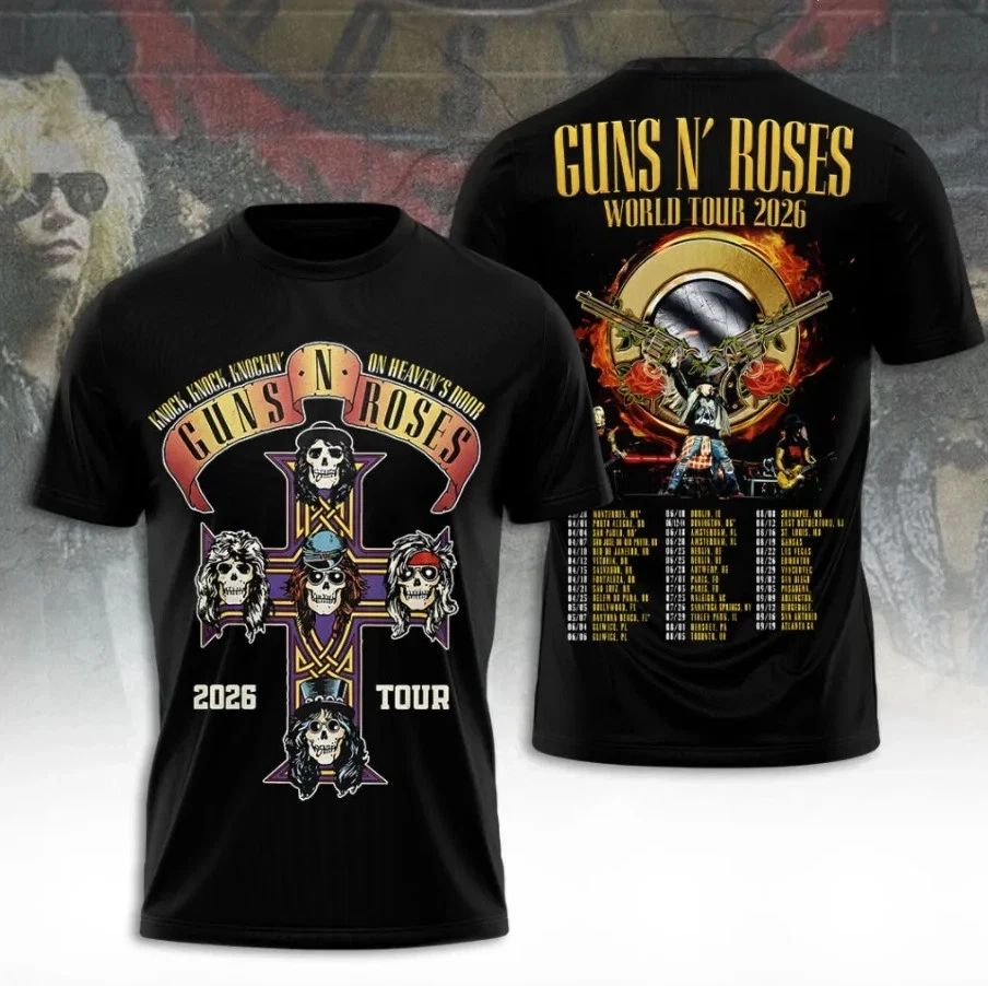 Guns And Roses World Tour 2026 3D T-Shirt Unisex All Size Unisex T-shirt, Sweatshirt, Hoodie, Long Sleeve Tee - T-Shirt, Sweatshirt, Hoodie