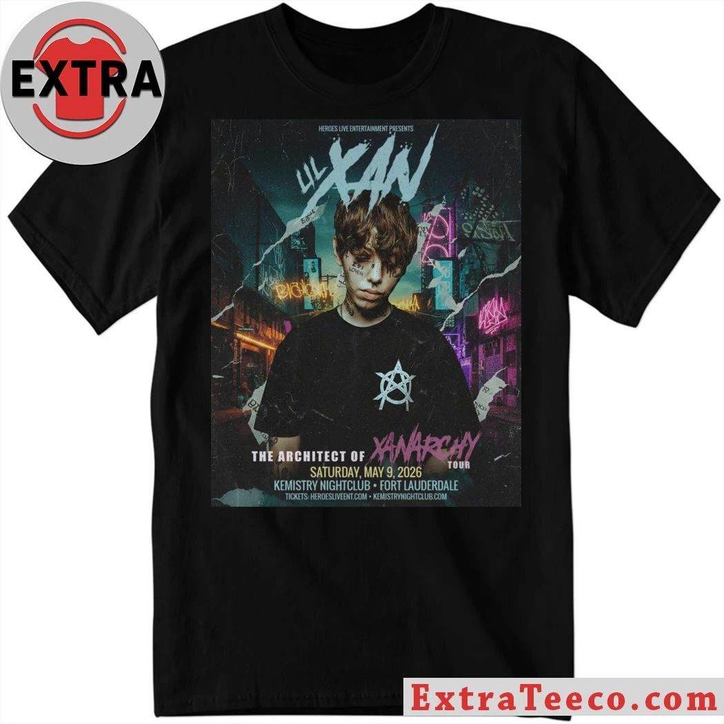 Lil Xan The Architect of XanArchy Tour 2026 Schedule Venue Tour T-Shirt Unisex T-shirt, Sweatshirt, Hoodie, Long Sleeve Tee - T-Shirt, Sweatshirt, Hoodie