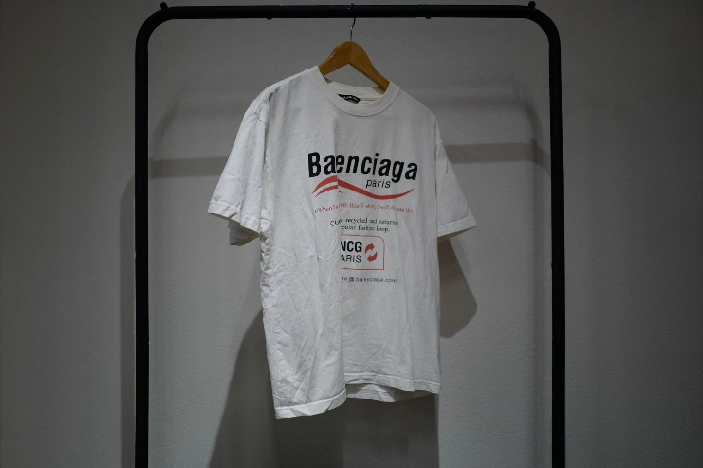 Balenciaga Printed Cotton-Jersey T-Shirt White/Red- Unisex - Size S - 054 Unisex T-shirt, Sweatshirt, Hoodie, Long Sleeve Tee - T-Shirt, Sweatshirt, Hoodie