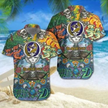 Baltimore Ravens Grateful Spirit Hawaiian Shirt Unisex T-shirt, Sweatshirt, Hoodie, Long Sleeve Tee - T-Shirt, Sweatshirt, Hoodie