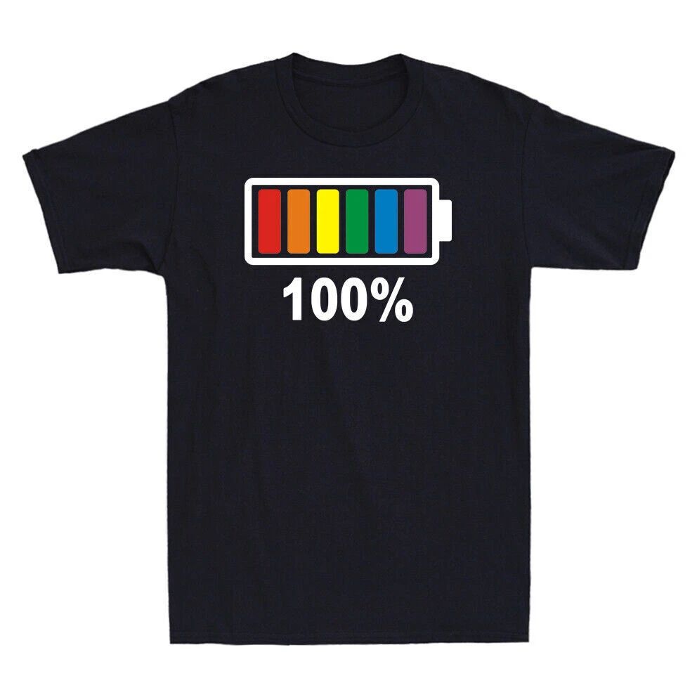 Lgbt Gay Pride Novelty Rainbow 100% Full Battery Funny Gift Men's T-Shirt Black Unisex T-shirt, Sweatshirt, Hoodie, Long Sleeve Tee - T-Shirt, Sweatshirt, Hoodie