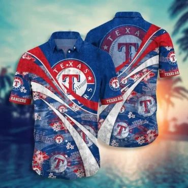 Texas Rangers Red Wave Hawaiian Shirt Unisex T-shirt, Sweatshirt, Hoodie, Long Sleeve Tee - T-Shirt, Sweatshirt, Hoodie