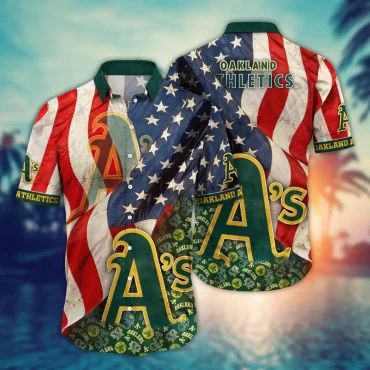 Oakland Athletics Patriotic Pride Hawaiian Shirt Unisex T-shirt, Sweatshirt, Hoodie, Long Sleeve Tee - T-Shirt, Sweatshirt, Hoodie