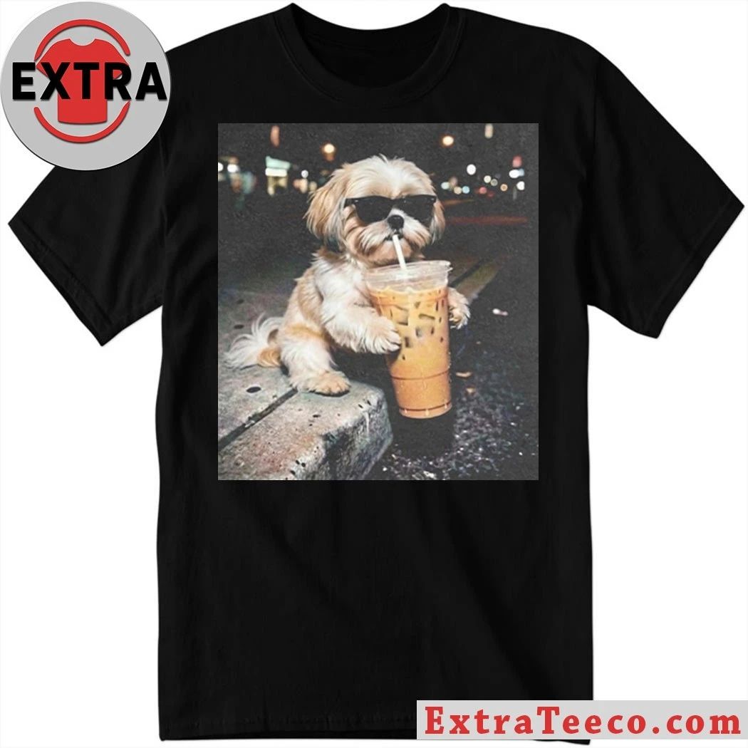 Original Shih Tzu Drinking Iced Coffee 2026 Shirt Unisex T-shirt, Sweatshirt, Hoodie, Long Sleeve Tee - T-Shirt, Sweatshirt, Hoodie