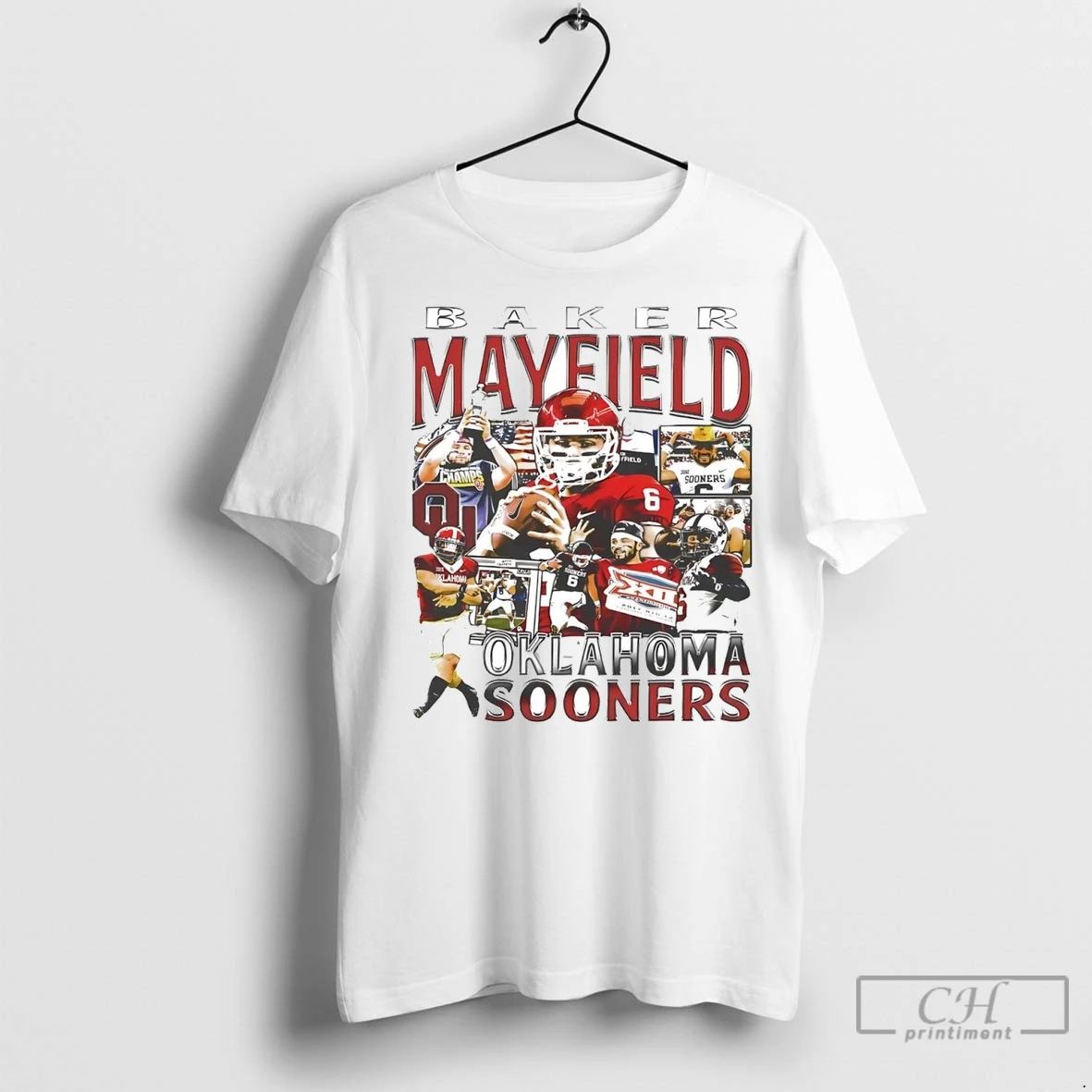 Premium Baker Mayfield Picture Collage Oklahoma Sooners Unisex T-shirt, Sweatshirt, Hoodie, Long Sleeve Tee - T-Shirt, Sweatshirt, Hoodie