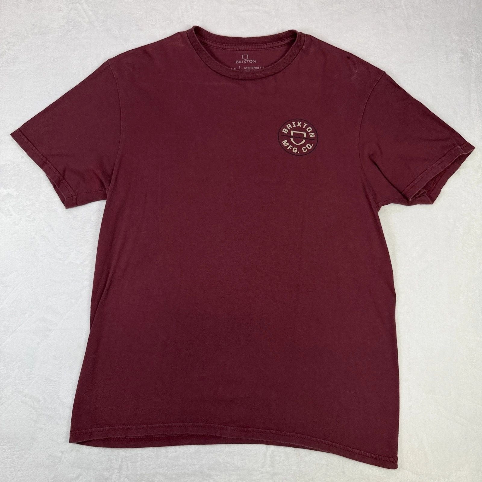 Brixton Men's Graphic T-Shirt Size Medium Burgundy Short Sleeve Standard Fit Unisex T-shirt, Sweatshirt, Hoodie, Long Sleeve Tee - T-Shirt, Sweatshirt, Hoodie