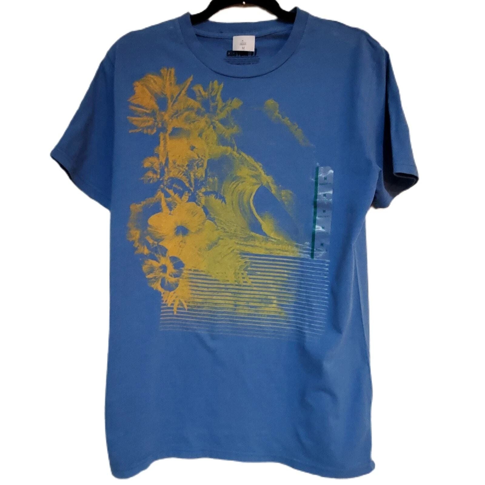 Palm Tree Tee Shirt Men's Size Medium Custom 77 Blue Graphic Hibiscus Unisex T-shirt, Sweatshirt, Hoodie, Long Sleeve Tee - T-Shirt, Sweatshirt, Hoodie