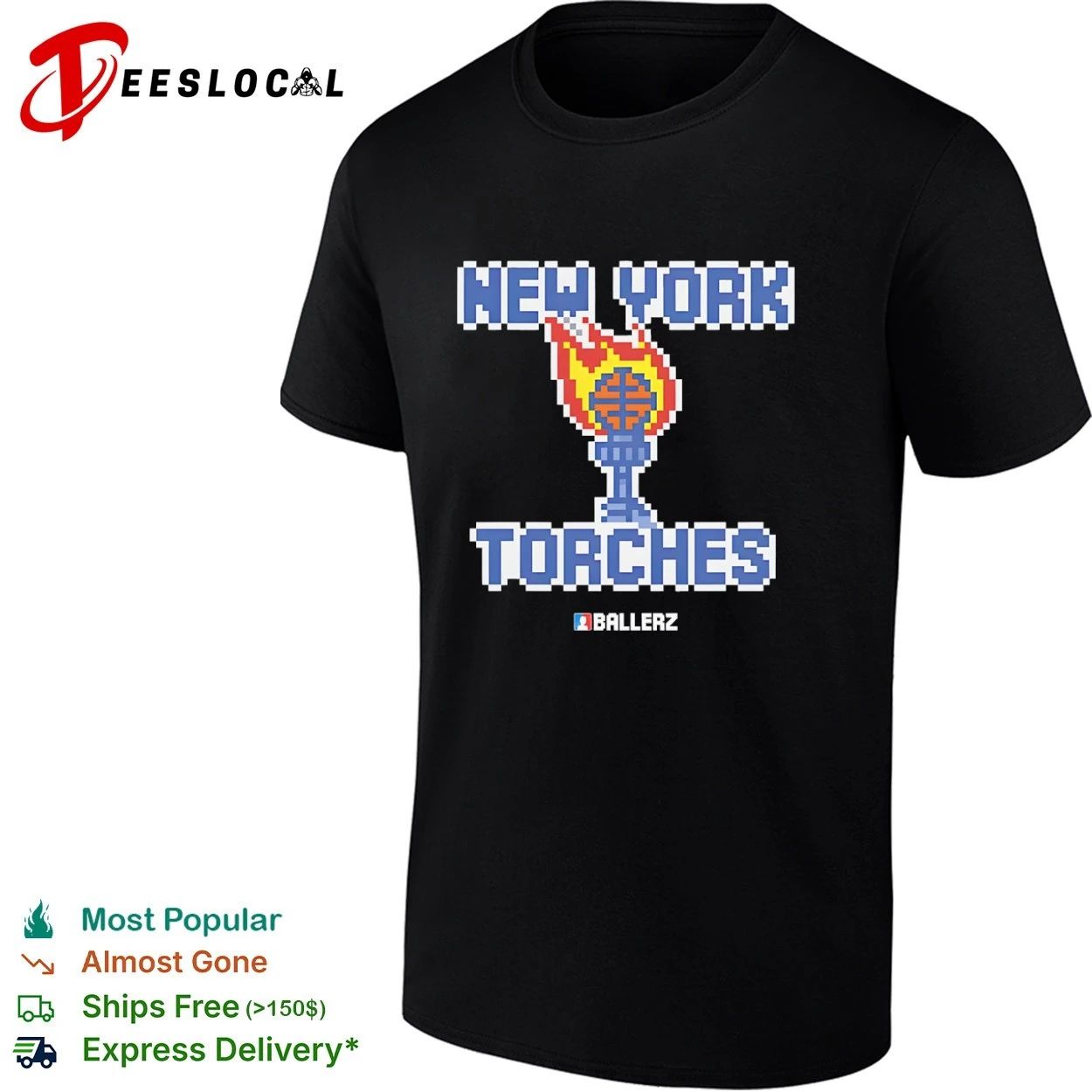 Ballerz New York Torches basketball pixel art T-shirt Unisex T-shirt, Sweatshirt, Hoodie, Long Sleeve Tee - T-Shirt, Sweatshirt, Hoodie