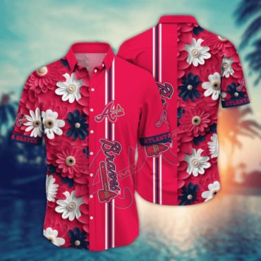 Atlanta Braves Tropical Blossom Hawaiian Shirt Unisex T-shirt, Sweatshirt, Hoodie, Long Sleeve Tee - T-Shirt, Sweatshirt, Hoodie