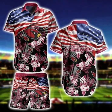 Arizona Cardinals Patriotic Bloom Hawaiian Shirt Unisex T-shirt, Sweatshirt, Hoodie, Long Sleeve Tee - T-Shirt, Sweatshirt, Hoodie