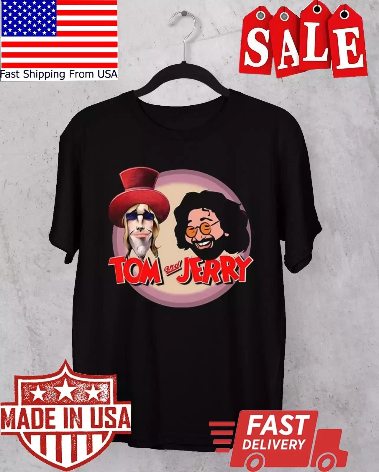 funny Tom Petty Jerry Garcia T-shirt black Short sleeve All sizes S-5XL AH1083 Unisex T-shirt, Sweatshirt, Hoodie, Long Sleeve Tee - T-Shirt, Sweatshirt, Hoodie