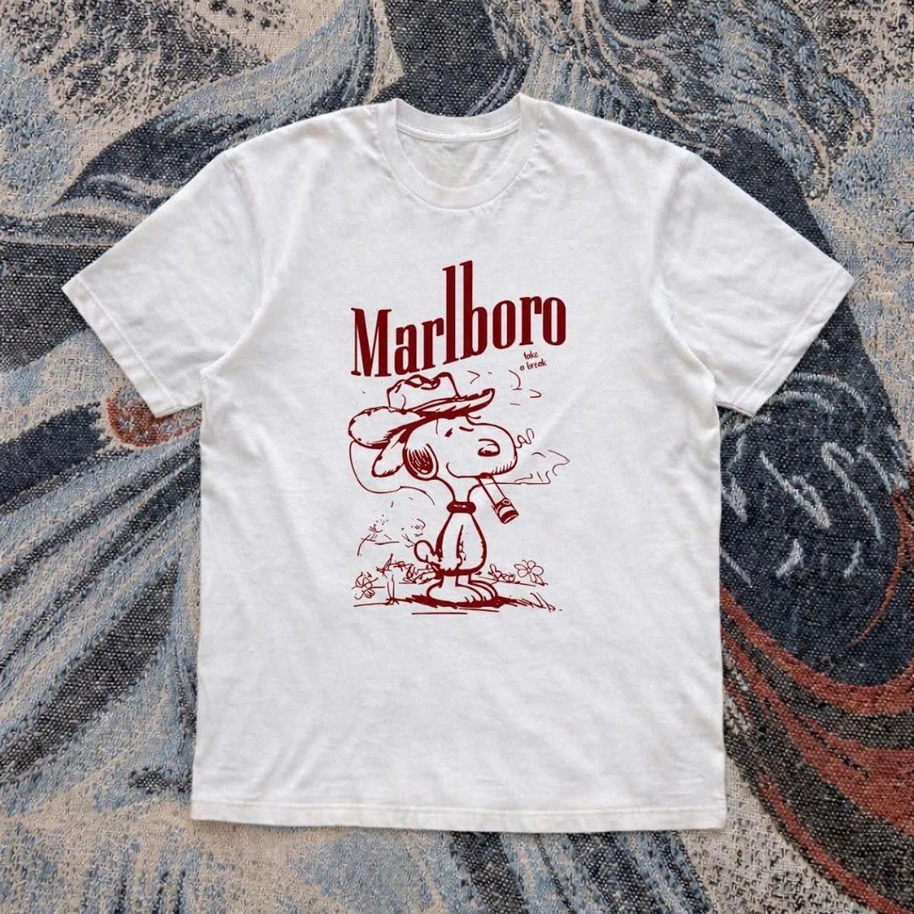 Vintage Marlboro White Cotton T Shirt Red Logo Graphic Tee Retro USA S-5XL Unisex T-shirt, Sweatshirt, Hoodie, Long Sleeve Tee - T-Shirt, Sweatshirt, Hoodie