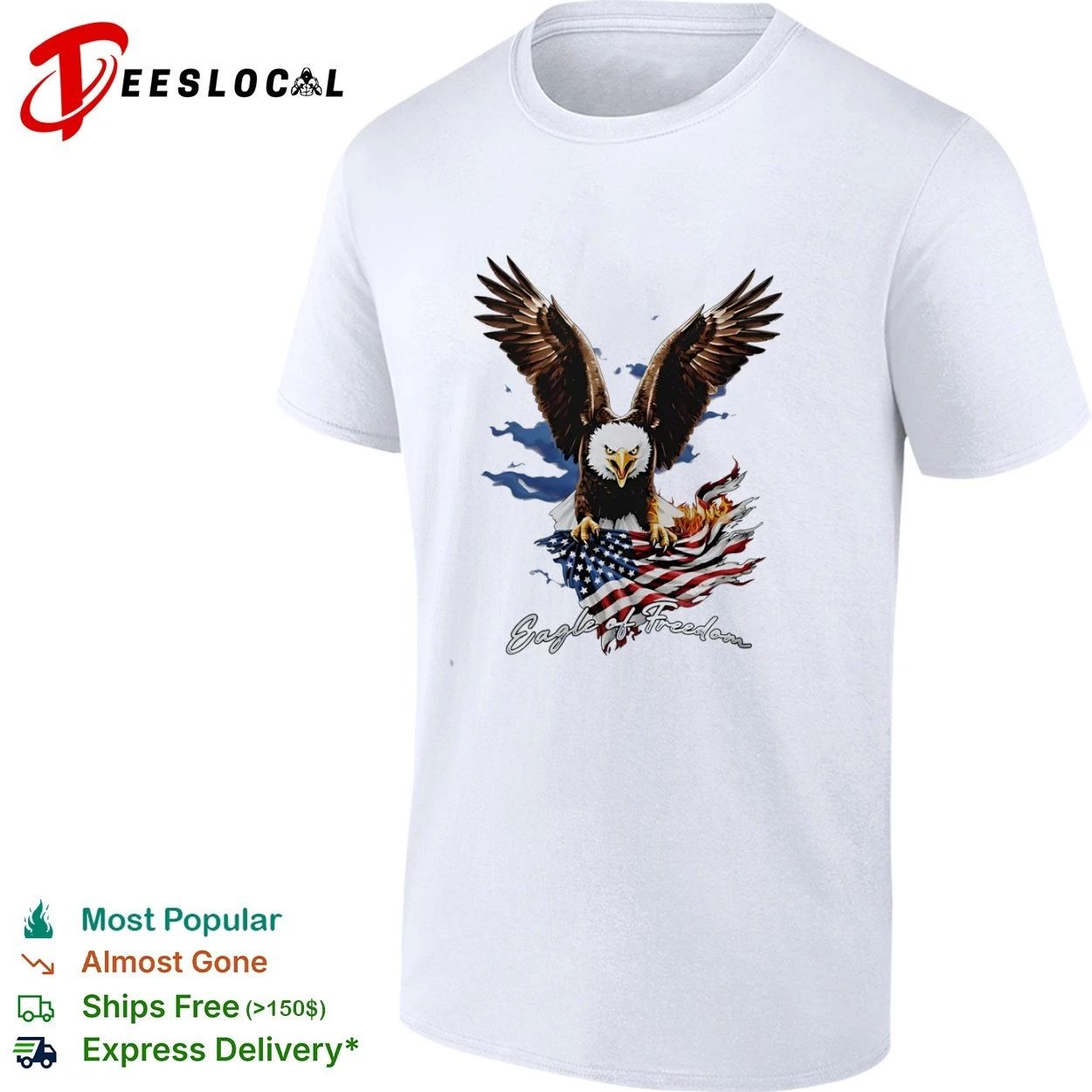 Eagle of Freedom American Flag patriotic T-shirt Unisex T-shirt, Sweatshirt, Hoodie, Long Sleeve Tee - T-Shirt, Sweatshirt, Hoodie