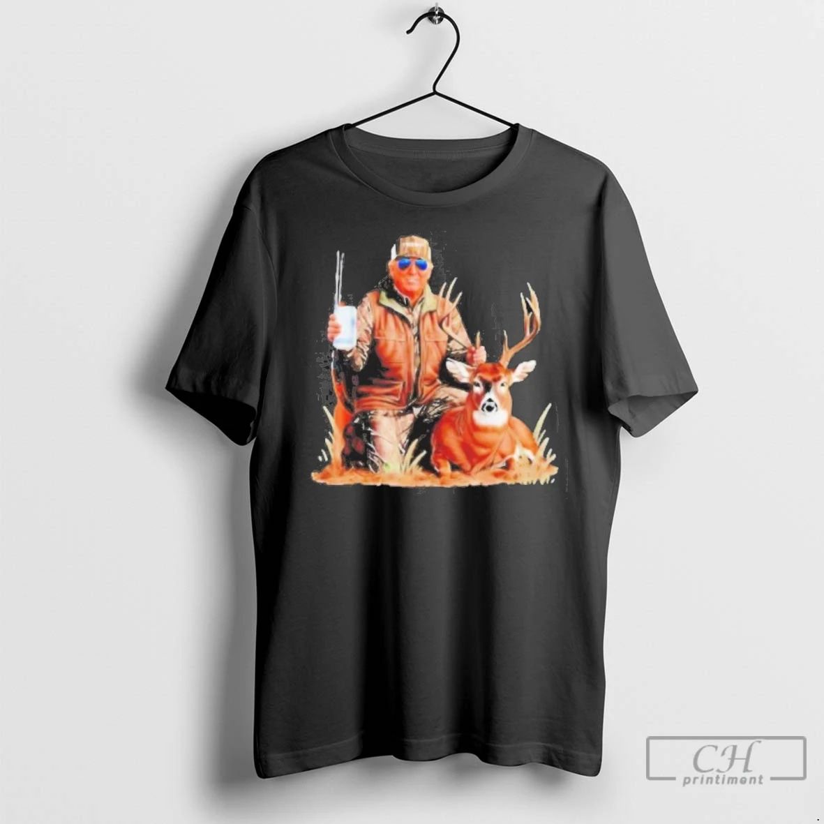 Premium Trump Deer Hunting Donald Trump Old School Camouflage Black Unisex T-shirt, Sweatshirt, Hoodie, Long Sleeve Tee - T-Shirt, Sweatshirt, Hoodie