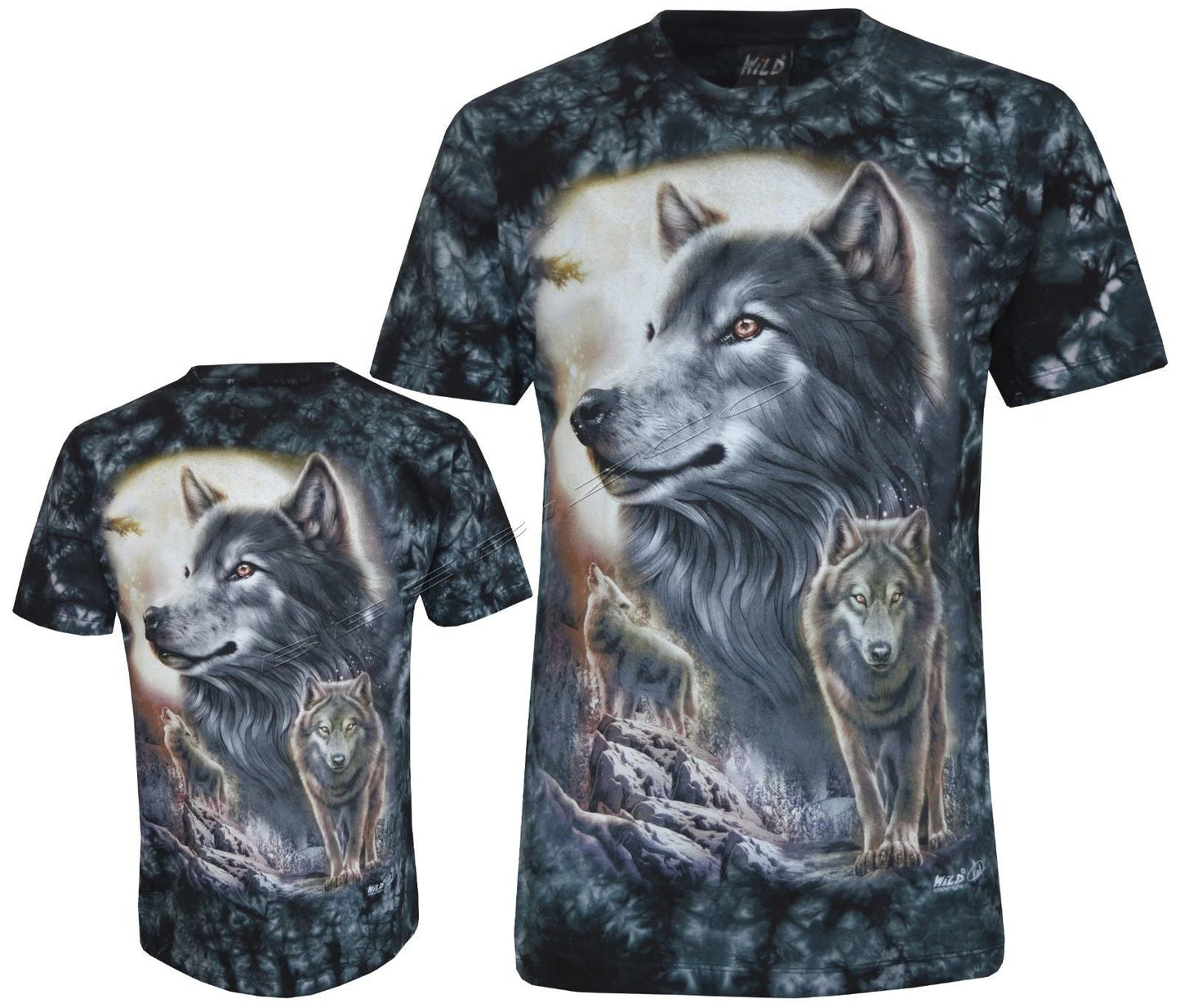Tie Dye T-shirt Majestic Wolves in Mountains Howling Wolf Glow in Dark by Wild Unisex T-shirt, Sweatshirt, Hoodie, Long Sleeve Tee - T-Shirt, Sweatshirt, Hoodie